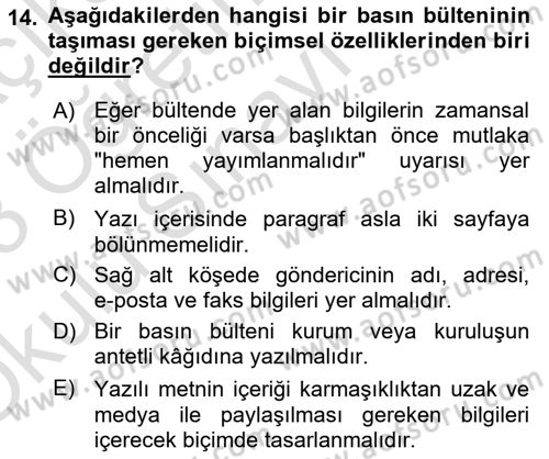 Sporda Sponsorluk Dersi 2022 - 2023 Yılı Yaz Okulu Sınav Soruları 14. Soru