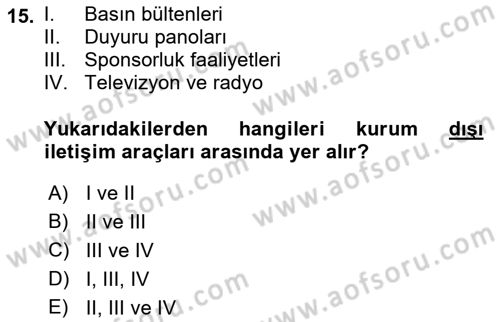 Sporda Sponsorluk Dersi 2022 - 2023 Yılı Yaz Okulu Sınav Soruları 15. Soru