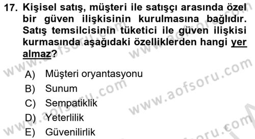 Sporda Sponsorluk Dersi 2022 - 2023 Yılı Yaz Okulu Sınav Soruları 17. Soru
