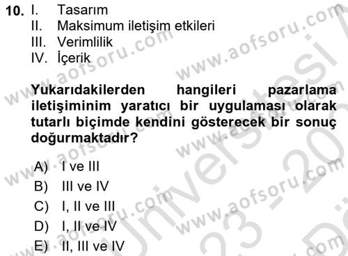 Sporda Sponsorluk Dersi 2023 - 2024 Yılı (Vize) Ara Sınav Soruları 10. Soru