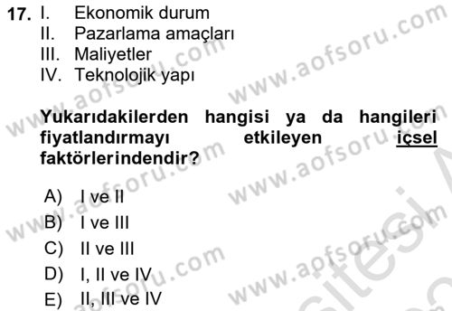Sporda Sponsorluk Dersi 2023 - 2024 Yılı (Vize) Ara Sınav Soruları 17. Soru