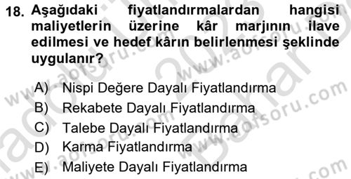 Sporda Sponsorluk Dersi 2023 - 2024 Yılı (Vize) Ara Sınav Soruları 18. Soru