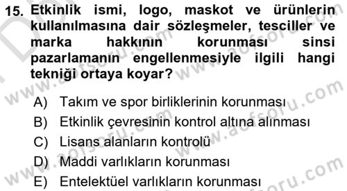Sporda Sponsorluk Dersi 2023 - 2024 Yılı (Final) Dönem Sonu Sınav Soruları 15. Soru