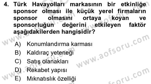 Sporda Sponsorluk Dersi 2023 - 2024 Yılı (Final) Dönem Sonu Sınav Soruları 4. Soru