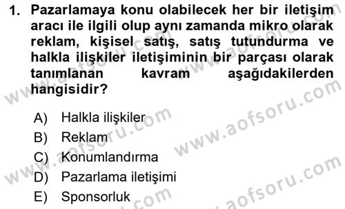 Sporda Sponsorluk Dersi 2023 - 2024 Yılı Yaz Okulu Sınav Soruları 1. Soru