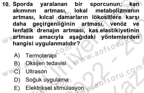 Sporcu Sağlığı Ve Egzersiz Dersi 2022 - 2023 Yılı Yaz Okulu Sınav Soruları 10. Soru