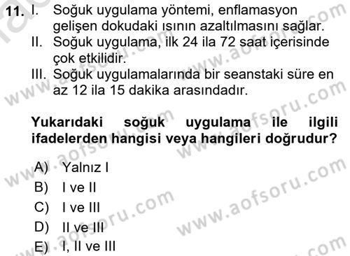 Sporcu Sağlığı Ve Egzersiz Dersi 2022 - 2023 Yılı Yaz Okulu Sınav Soruları 11. Soru
