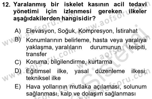 Sporcu Sağlığı Ve Egzersiz Dersi 2022 - 2023 Yılı Yaz Okulu Sınav Soruları 12. Soru