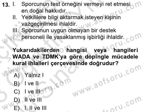 Sporcu Sağlığı Ve Egzersiz Dersi 2022 - 2023 Yılı Yaz Okulu Sınav Soruları 13. Soru