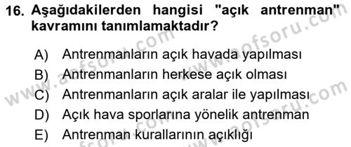 Sporcu Sağlığı Ve Egzersiz Dersi 2022 - 2023 Yılı Yaz Okulu Sınav Soruları 16. Soru