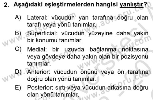 Sporcu Sağlığı Ve Egzersiz Dersi 2022 - 2023 Yılı Yaz Okulu Sınav Soruları 2. Soru