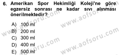 Sporcu Sağlığı Ve Egzersiz Dersi 2022 - 2023 Yılı Yaz Okulu Sınav Soruları 6. Soru