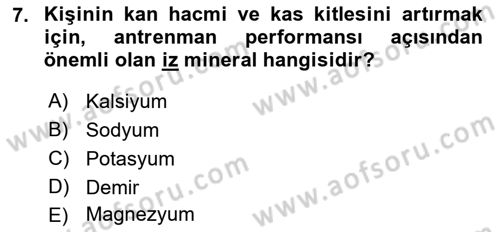 Sporcu Sağlığı Ve Egzersiz Dersi 2022 - 2023 Yılı Yaz Okulu Sınav Soruları 7. Soru