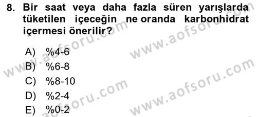 Sporcu Sağlığı Ve Egzersiz Dersi 2022 - 2023 Yılı Yaz Okulu Sınav Soruları 8. Soru