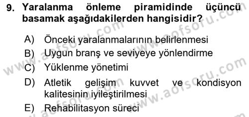 Sporcu Sağlığı Ve Egzersiz Dersi 2022 - 2023 Yılı Yaz Okulu Sınav Soruları 9. Soru