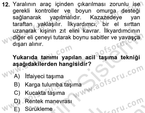 Sporcu Sağlığı Ve Egzersiz Dersi 2023 - 2024 Yılı (Final) Dönem Sonu Sınav Soruları 12. Soru