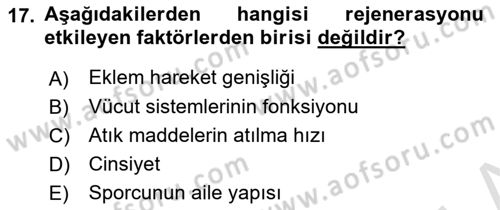 Sporcu Sağlığı Ve Egzersiz Dersi 2023 - 2024 Yılı (Final) Dönem Sonu Sınav Soruları 17. Soru