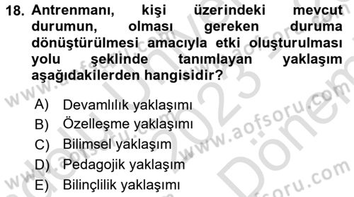 Sporcu Sağlığı Ve Egzersiz Dersi 2023 - 2024 Yılı (Final) Dönem Sonu Sınav Soruları 18. Soru