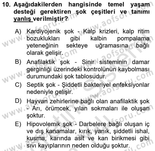 Sporcu Sağlığı Ve Egzersiz Dersi 2023 - 2024 Yılı Yaz Okulu Sınav Soruları 10. Soru
