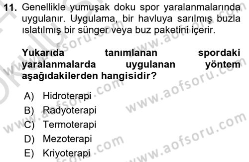 Sporcu Sağlığı Ve Egzersiz Dersi 2023 - 2024 Yılı Yaz Okulu Sınav Soruları 11. Soru