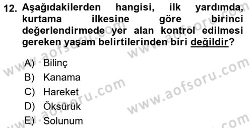 Sporcu Sağlığı Ve Egzersiz Dersi 2023 - 2024 Yılı Yaz Okulu Sınav Soruları 12. Soru