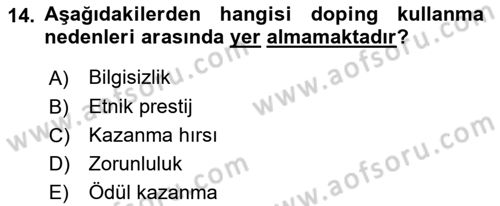 Sporcu Sağlığı Ve Egzersiz Dersi 2023 - 2024 Yılı Yaz Okulu Sınav Soruları 14. Soru