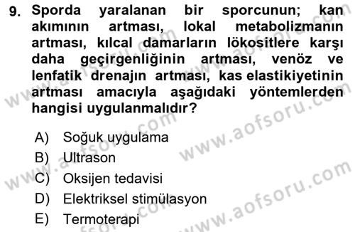 Sporcu Sağlığı Ve Egzersiz Dersi 2023 - 2024 Yılı Yaz Okulu Sınav Soruları 9. Soru