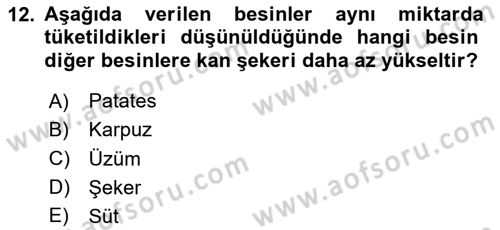 Sporcu Sağlığı Ve Egzersiz Dersi 2024 - 2025 Yılı (Vize) Ara Sınav Soruları 12. Soru