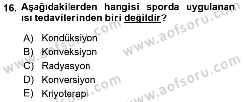 Sporcu Sağlığı Ve Egzersiz Dersi 2024 - 2025 Yılı (Vize) Ara Sınav Soruları 16. Soru