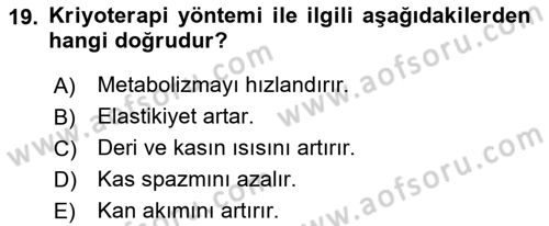 Sporcu Sağlığı Ve Egzersiz Dersi 2024 - 2025 Yılı (Vize) Ara Sınav Soruları 19. Soru