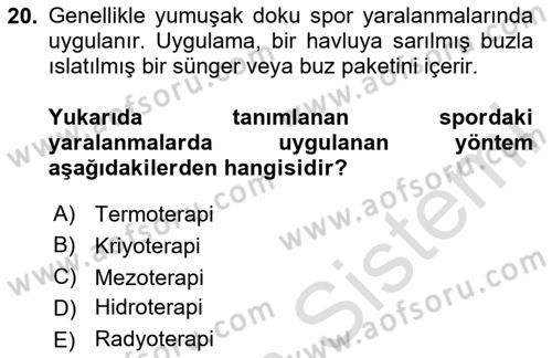Sporcu Sağlığı Ve Egzersiz Dersi 2024 - 2025 Yılı (Vize) Ara Sınav Soruları 20. Soru
