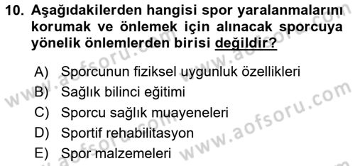 Sporcu Sağlığı Ve Egzersiz Dersi 2024 - 2025 Yılı (Final) Dönem Sonu Sınav Soruları 10. Soru