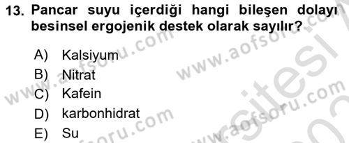 Sporcu Sağlığı Ve Egzersiz Dersi 2024 - 2025 Yılı (Final) Dönem Sonu Sınav Soruları 13. Soru