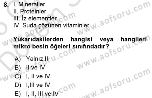 Sporcu Sağlığı Ve Egzersiz Dersi 2024 - 2025 Yılı (Final) Dönem Sonu Sınav Soruları 8. Soru