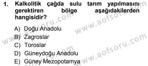Eski Anadolu Tarihi Dersi 2012 - 2013 Yılı (Vize) Ara Sınav Soruları 1. Soru