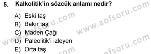 Eski Anadolu Tarihi Dersi 2012 - 2013 Yılı (Vize) Ara Sınav Soruları 5. Soru