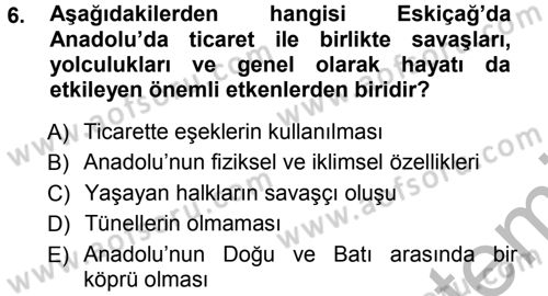 Eski Anadolu Tarihi Dersi 2012 - 2013 Yılı (Vize) Ara Sınav Soruları 6. Soru