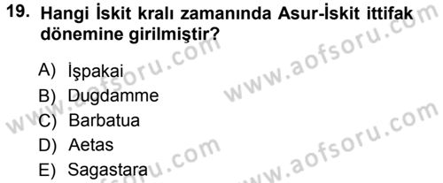 Eski Anadolu Tarihi Dersi 2012 - 2013 Yılı (Final) Dönem Sonu Sınav Soruları 19. Soru