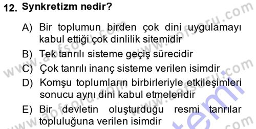Eski Anadolu Tarihi Dersi 2013 - 2014 Yılı (Vize) Ara Sınav Soruları 12. Soru