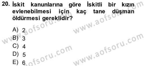 Eski Anadolu Tarihi Dersi 2013 - 2014 Yılı (Final) Dönem Sonu Sınav Soruları 20. Soru