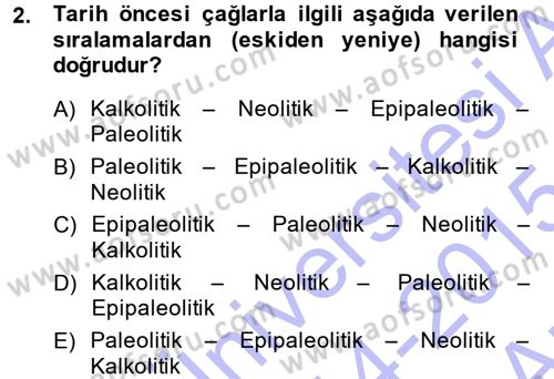 Eski Anadolu Tarihi Dersi 2014 - 2015 Yılı (Vize) Ara Sınav Soruları 2. Soru