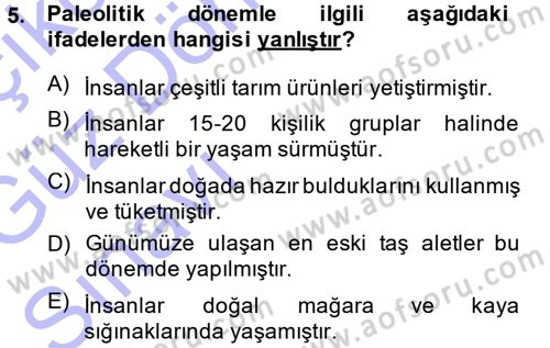 Eski Anadolu Tarihi Dersi 2014 - 2015 Yılı (Vize) Ara Sınav Soruları 5. Soru