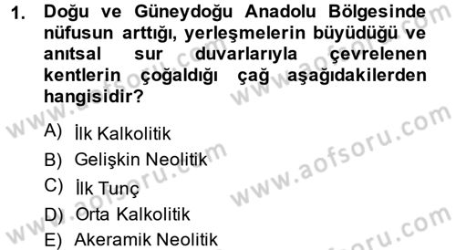 Eski Anadolu Tarihi Dersi 2014 - 2015 Yılı (Final) Dönem Sonu Sınav Soruları 1. Soru