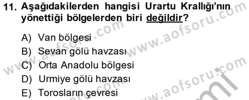Eski Anadolu Tarihi Dersi 2014 - 2015 Yılı (Final) Dönem Sonu Sınav Soruları 11. Soru
