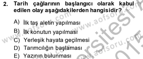 Eski Anadolu Tarihi Dersi 2014 - 2015 Yılı (Final) Dönem Sonu Sınav Soruları 2. Soru