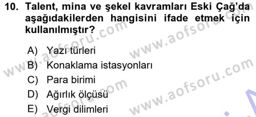 Eski Anadolu Tarihi Dersi 2015 - 2016 Yılı (Vize) Ara Sınav Soruları 10. Soru