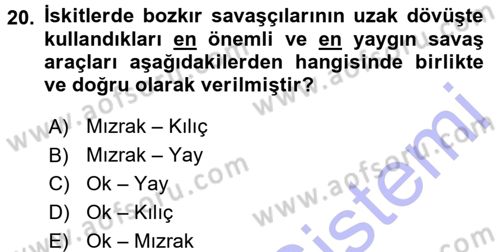 Eski Anadolu Tarihi Dersi 2015 - 2016 Yılı (Final) Dönem Sonu Sınav Soruları 20. Soru