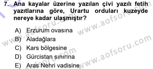 Eski Anadolu Tarihi Dersi 2015 - 2016 Yılı (Final) Dönem Sonu Sınav Soruları 7. Soru