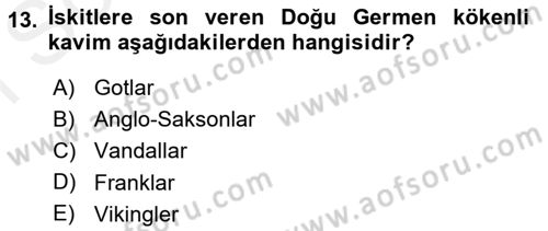 Eski Anadolu Tarihi Dersi 2016 - 2017 Yılı (Final) Dönem Sonu Sınav Soruları 13. Soru