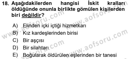 Eski Anadolu Tarihi Dersi 2016 - 2017 Yılı (Final) Dönem Sonu Sınav Soruları 18. Soru